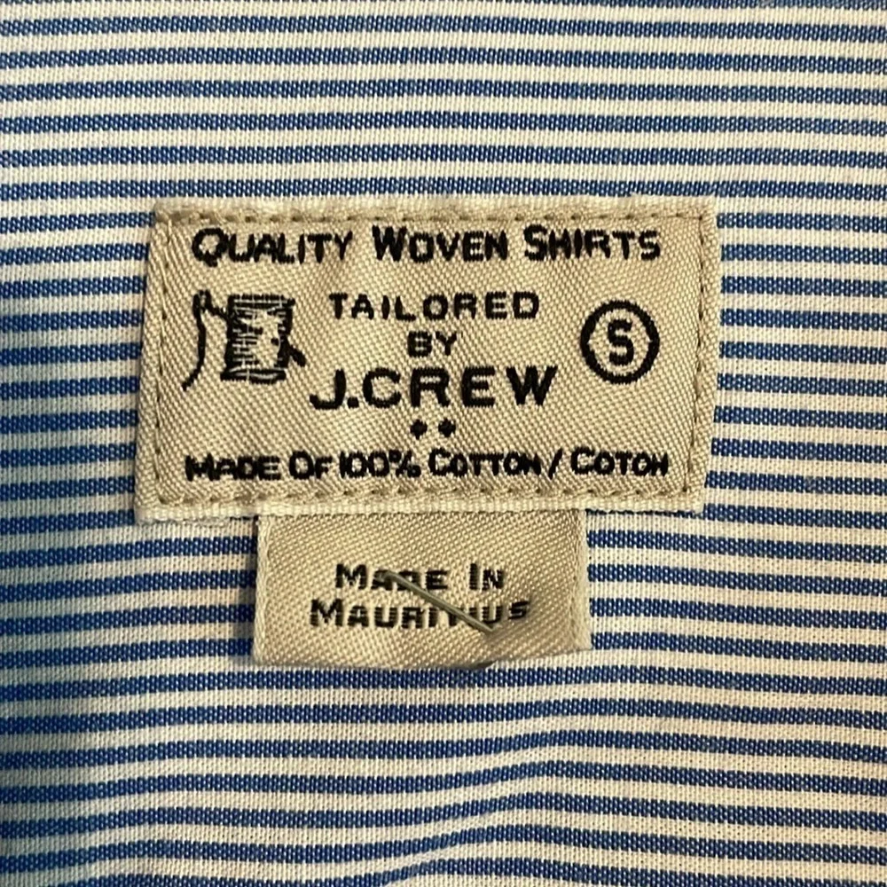 J. Crew Men Light Blue Pinstripe 100% Cotton Button Front Shirt Vintage Classic